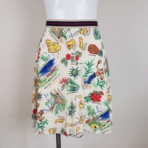 J. Crew Hawaiian Island Print Pleated Skirt